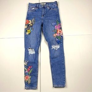 Top Shop Embroidered Jeans